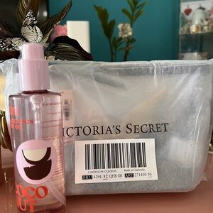 Special Edition Victoria Secret Cosmetic Bag with Glazed Skin Coconut Body Oil